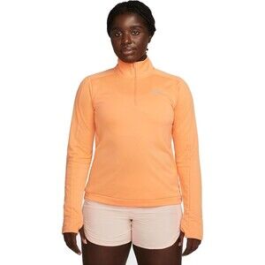 Nike Dri-FIT Pacer Women's Small S 1/4 Zip Pullover Sweatshirt Running Orange LS
